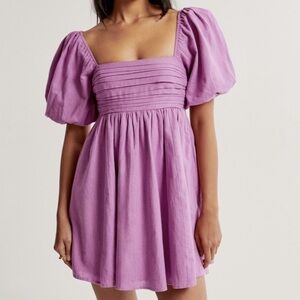 NWT Abercrombie Emerson Poplin Puff Sleeve Mini Dress